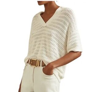 Reiss Carla Open Stitch Polo Sweater